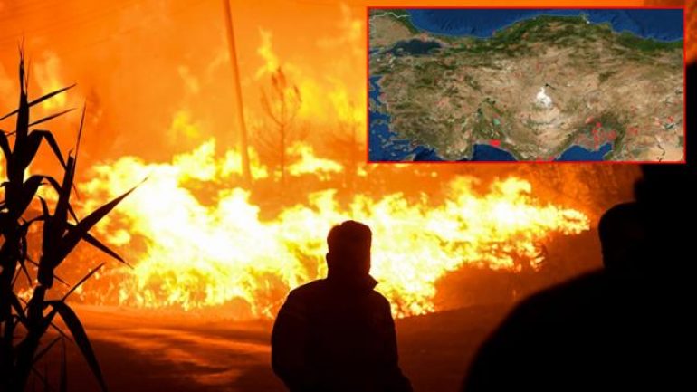 Türkiye’de süren orman yangınları NASA haritasında!
