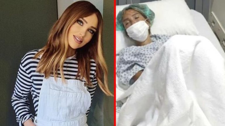 Seren Serengil dikişleri alınmadan program çekimleri için kamera karşısında