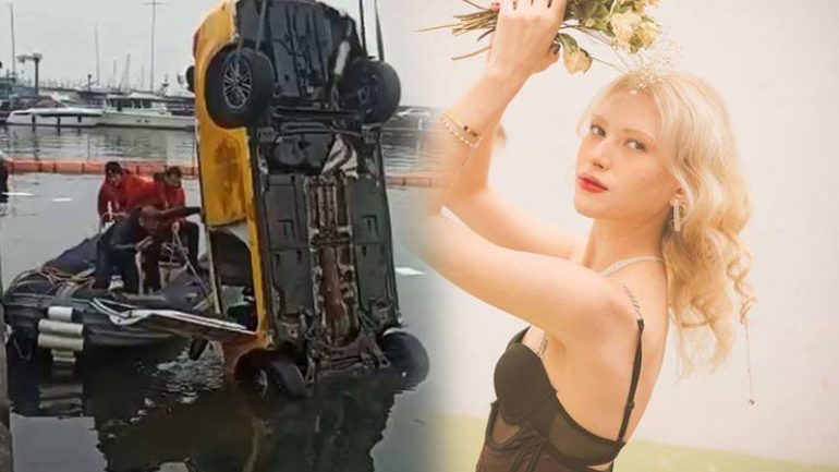 Ünlü modelin içinde bulunduğu taksi, Kadıköy’de denize uçtu