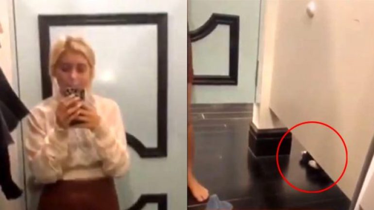 Soyunma kabininde skandal olay! Kabinde görüntülendiğini fark etti