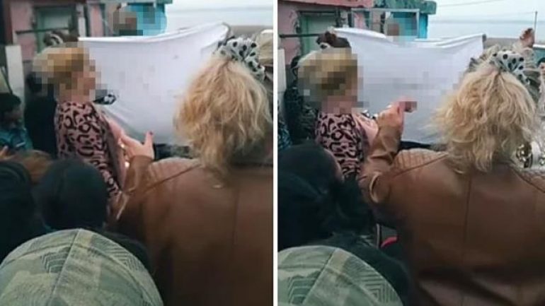 Sosyal medyada tepki çeken görüntüler! Kanlı çarşafla göbek attılar