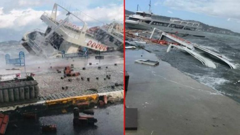 Fırtına Ayvalık ilçesini savaş alanına çevirdi! 30 teknenin battı