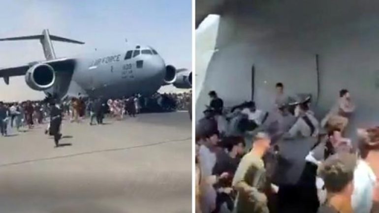 Afganistan’dan gelen görüntüler korkunç! Halk havalanan uçaklara tutunmaya çalışıyor