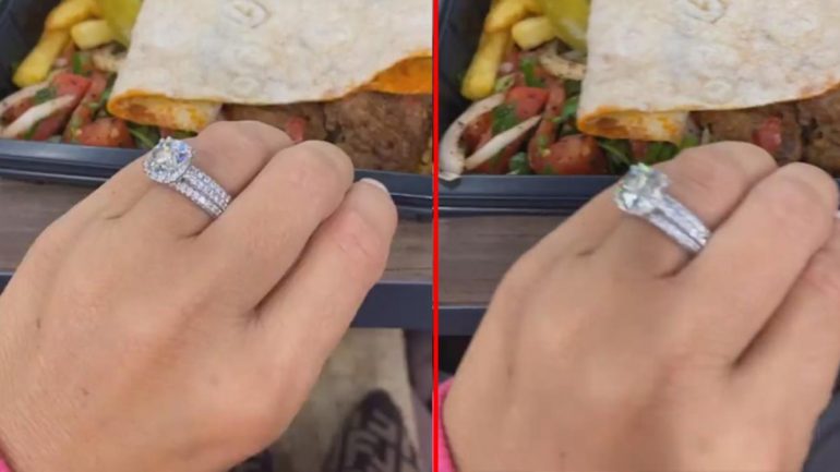 Katie Price, kuaförde kebap yerken milyonluk yüzüğüyle gösteriş yaptı