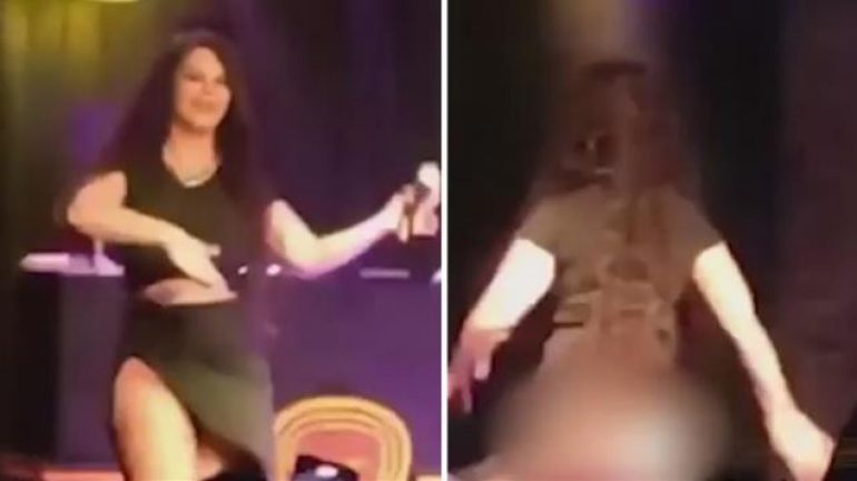 Nez sahnede frikik kurbanı oldu! Dans ederken eteği açılınca iç çamaşırı gözüktü