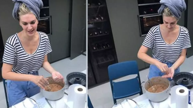 Bergüzar Korel sette kek yaptığı anları paylaştı