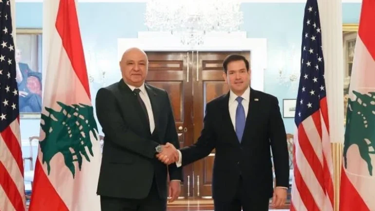 Lübnan Cumhurbaşkanı Aoun, ABD Dışişleri Bakanı Rubio ile bir araya geldi